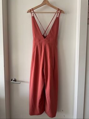 Pink Martini Ella Jumpsuit Salmon Wide Leg Strappy Back XS